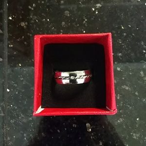 Sz. 6 Stainless Steel Inlaid Chain Ring